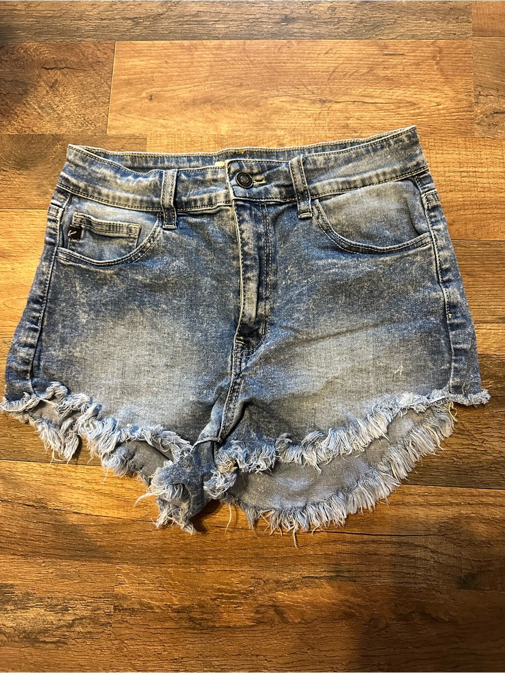 KanCan Light Blue Distressed Frayed Hem Denim Shorts